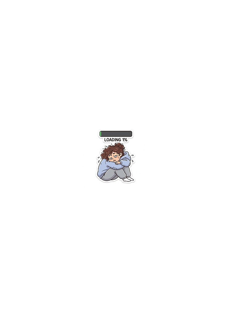 Lazy Mood Loading 1% Funny Aesthetic Sticker by Itz-mbb