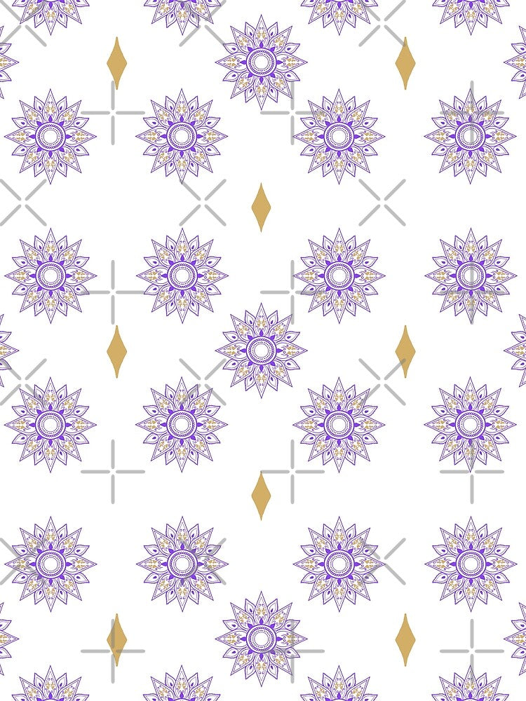 Flower patterns violet on white by Chaoticzarts