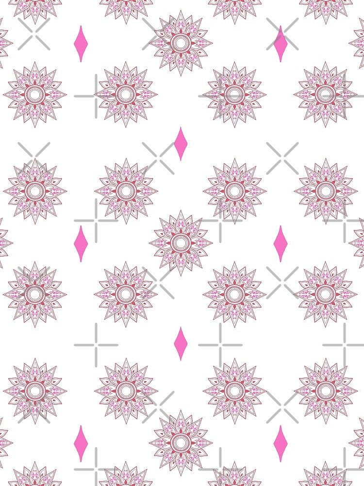 Flower patterns red on white by Chaoticzarts