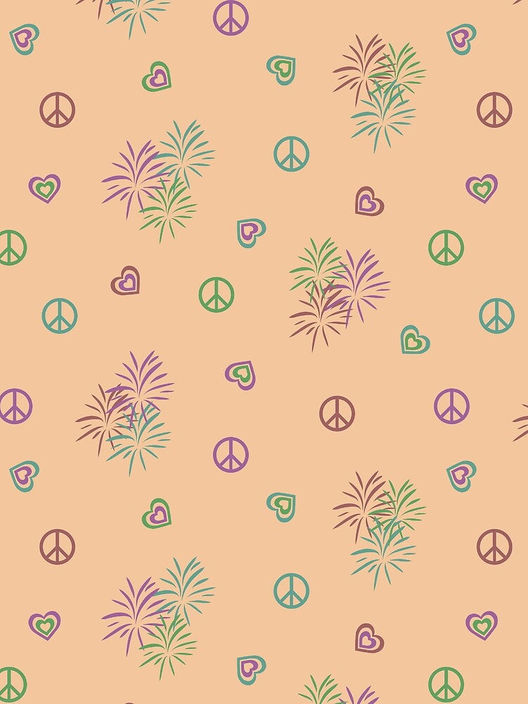 Love and Fireworks Peace Sign Pattern Design by CreativeDraws42