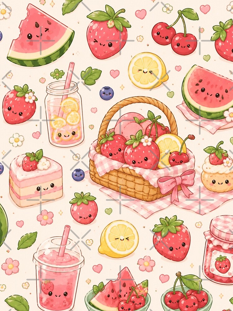 Kawaii Fruit Seamless Pattern | Cute Summer Food Aesthetic by Aramdesing