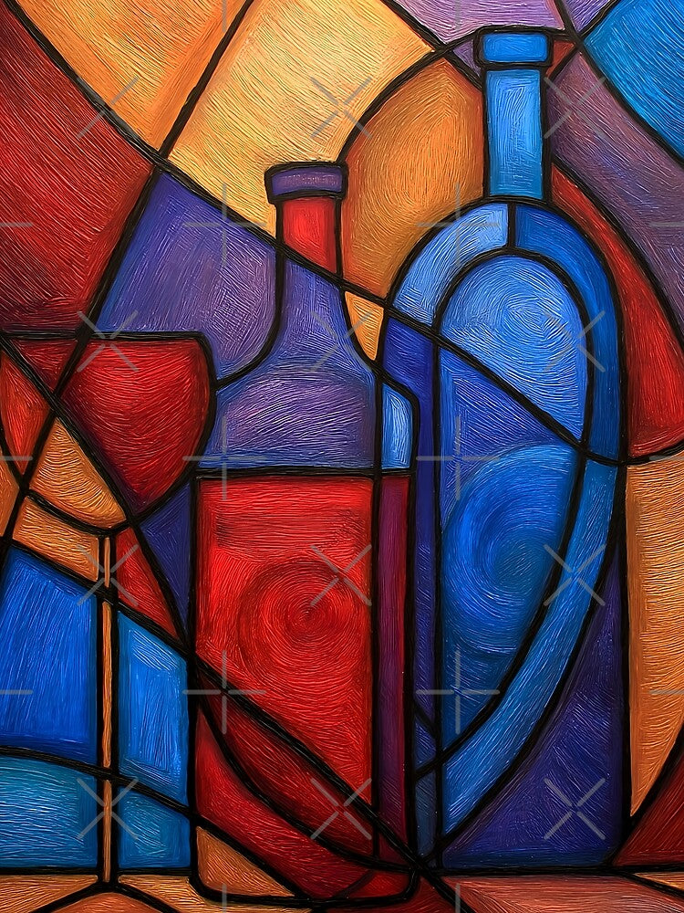 Cubist Wine Art - S01 by FlaskLab