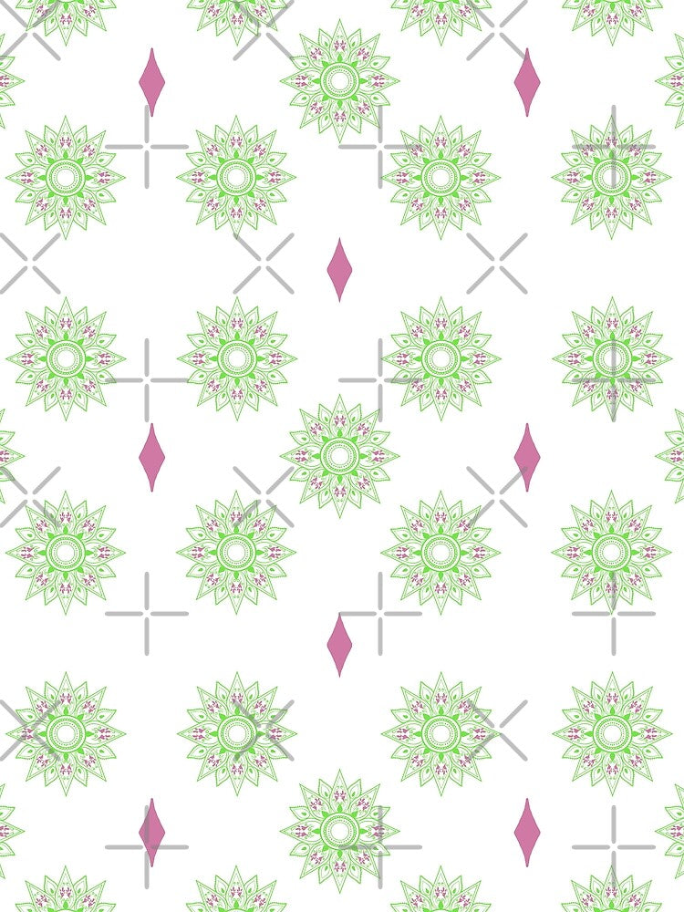 Flower patterns green on white by Chaoticzarts