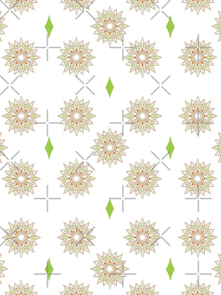 Flower patterns orange on white by Chaoticzarts
