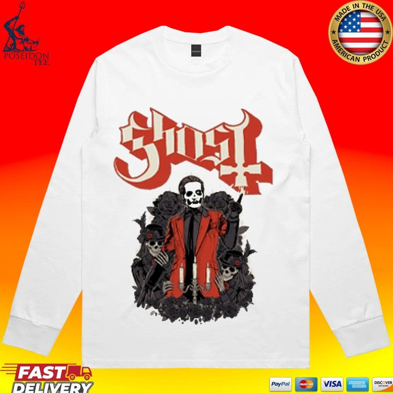 Ghost Papa Iv Black Roses Micro Raglan T-shirt