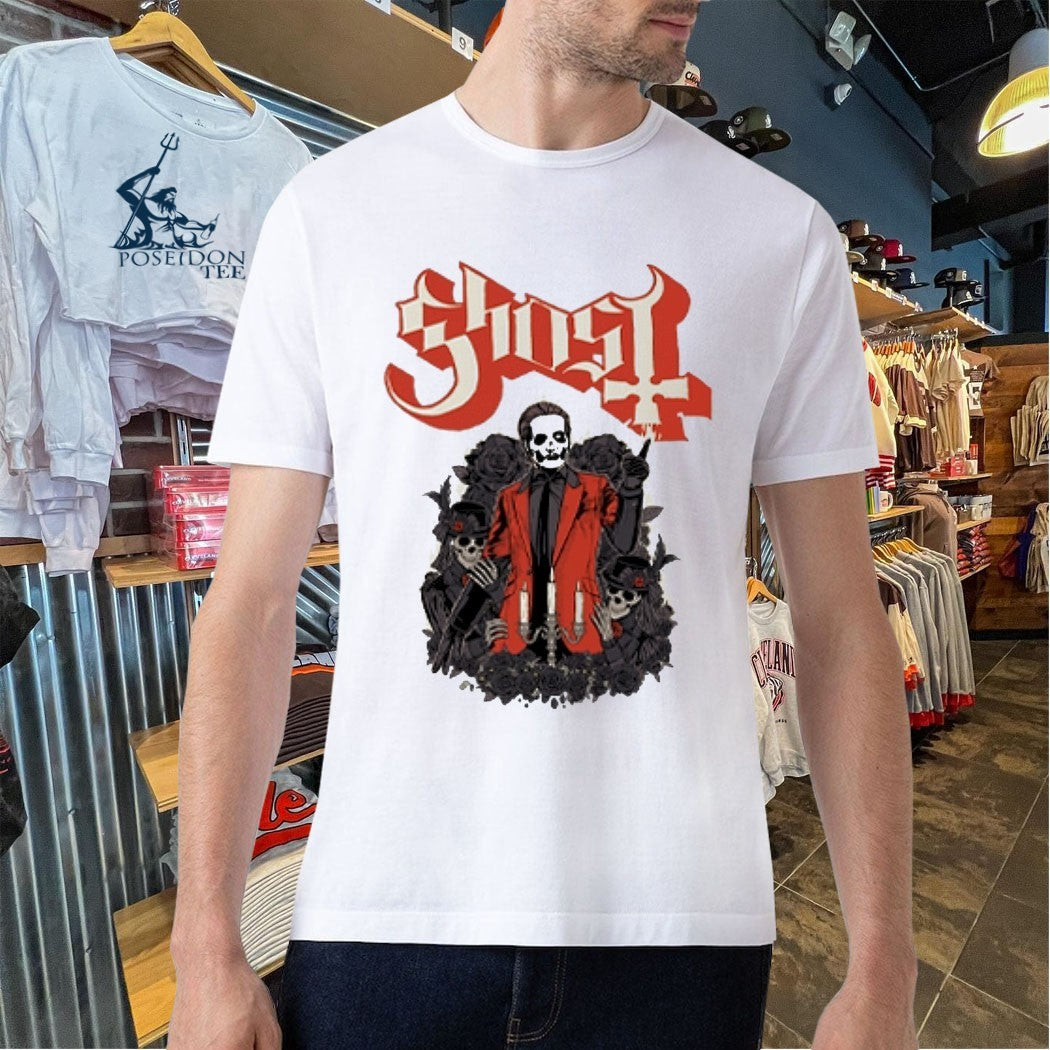 Ghost Papa Iv Black Roses Micro Raglan T-shirt