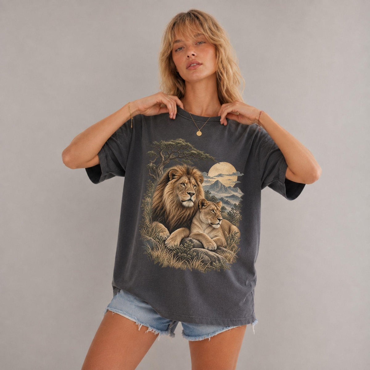 Lion Lioness Vintage Inspired Wildlife Comfort Colors Unisex T-shirt, Sweatshirt, Hoodie (2)