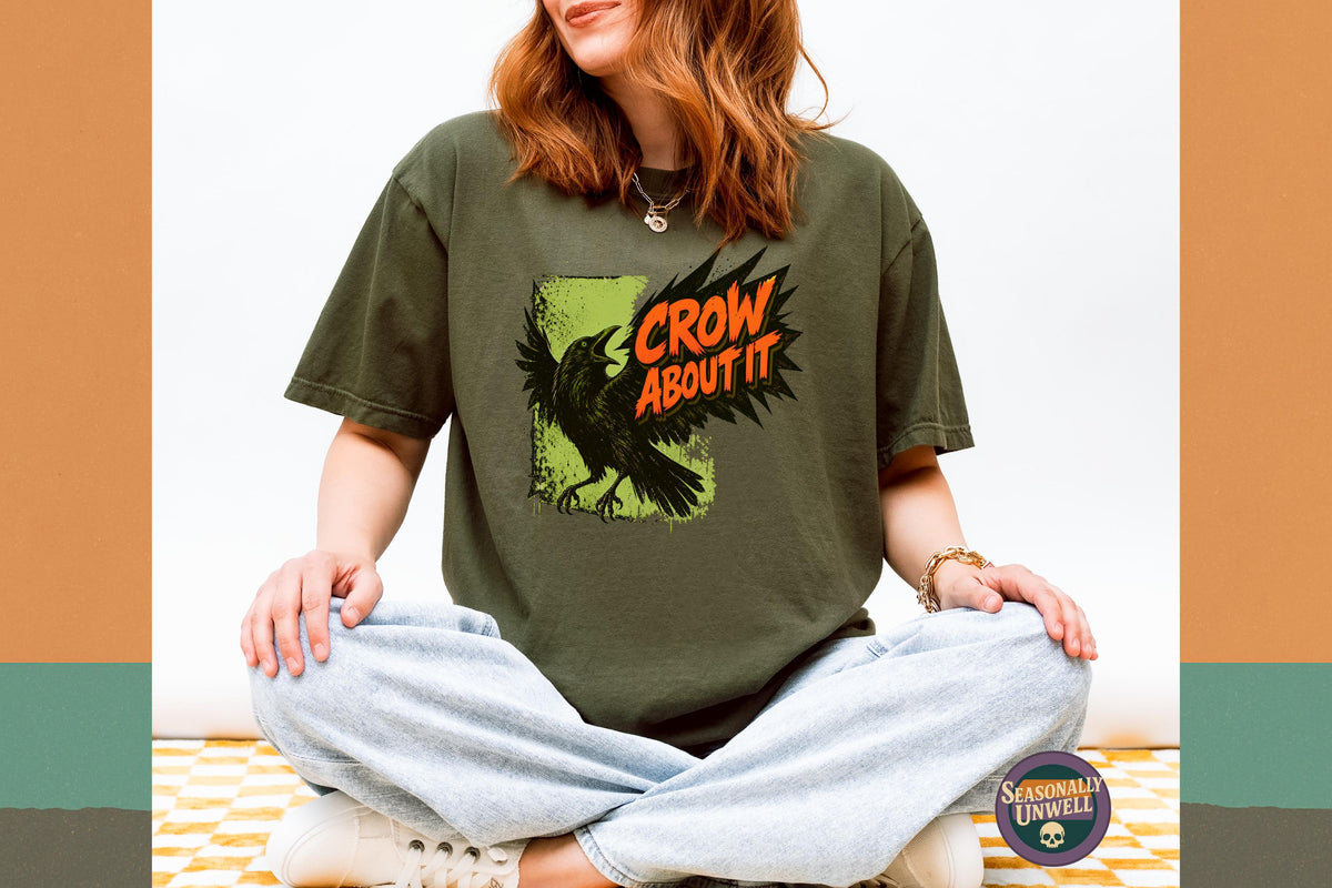 Crow Comfort Colors Tee Spooky Bird Unisex T-shirt, Sweatshirt, Hoodie (3)