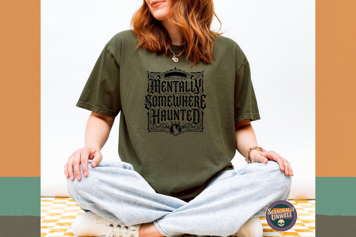 Mentally Somewhere Haunted Black Cat Comfort Colors Unisex T-shirt, Sweatshirt, Hoodie (3)