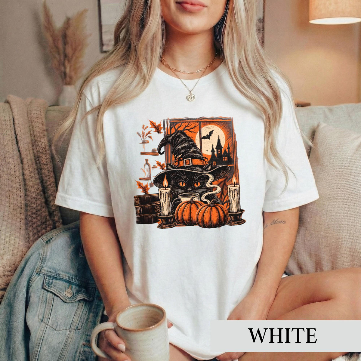Witchy Black Cat Halloween Vintage Spooky Fall Reader Dark Academia Gothic Cat Lover (1)
