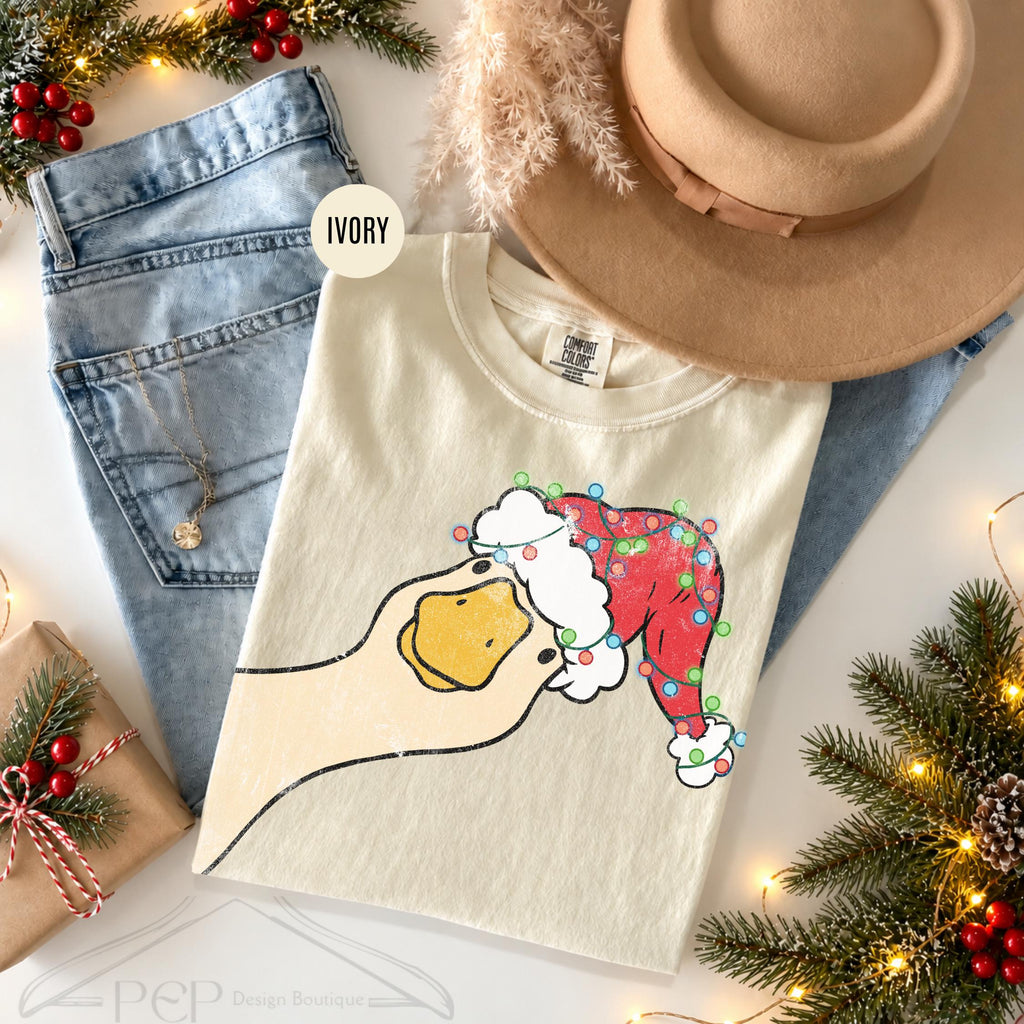 Comfort Colors Retro Goose Christmas Preppy Christmas Jolly Goose Christmas Tee Santa Goose Tee Christmas Goose (4)