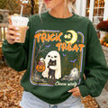 Ghost Cat Halloween Vintage Trick Treat Black Cat Retro Spooky Season (1)
