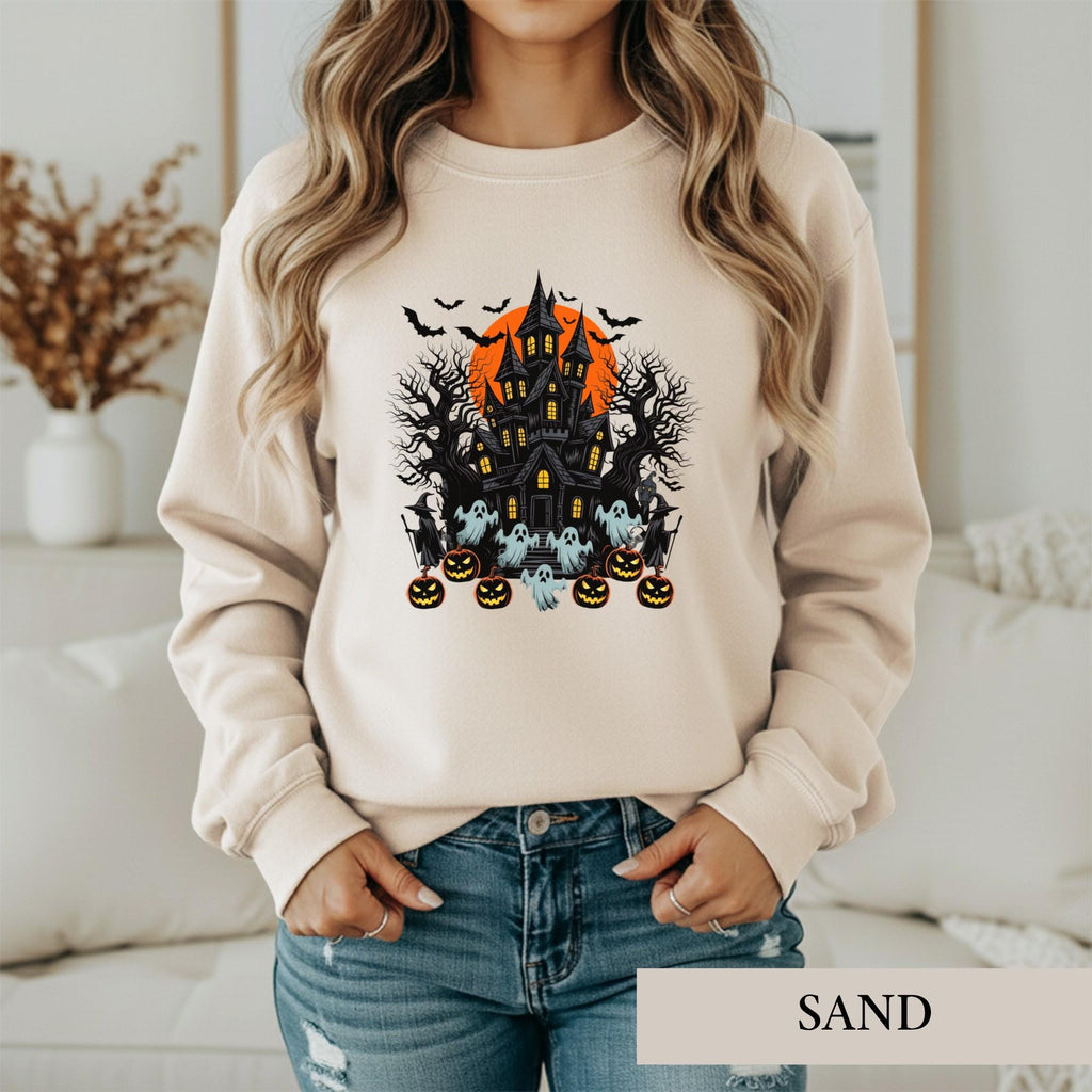Haunted House Halloween Spooky Witchy Ghost Tee Retro Horror Gothic Autumn Fall Season (3)