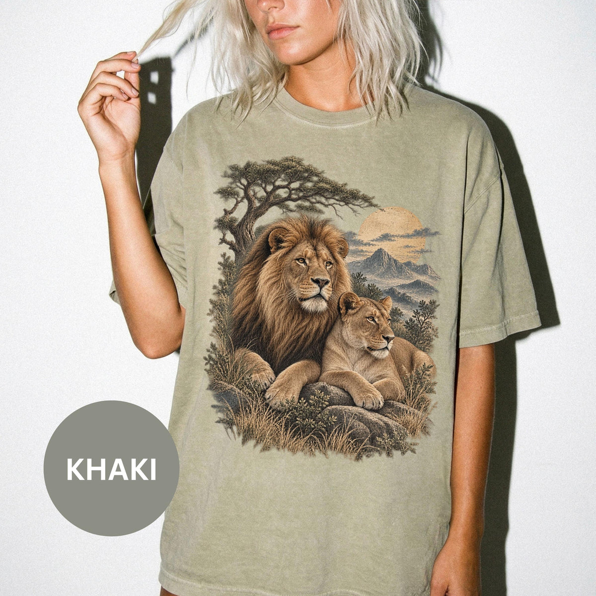 Lion Lioness Vintage Inspired Wildlife Comfort Colors Unisex T-shirt, Sweatshirt, Hoodie (5)
