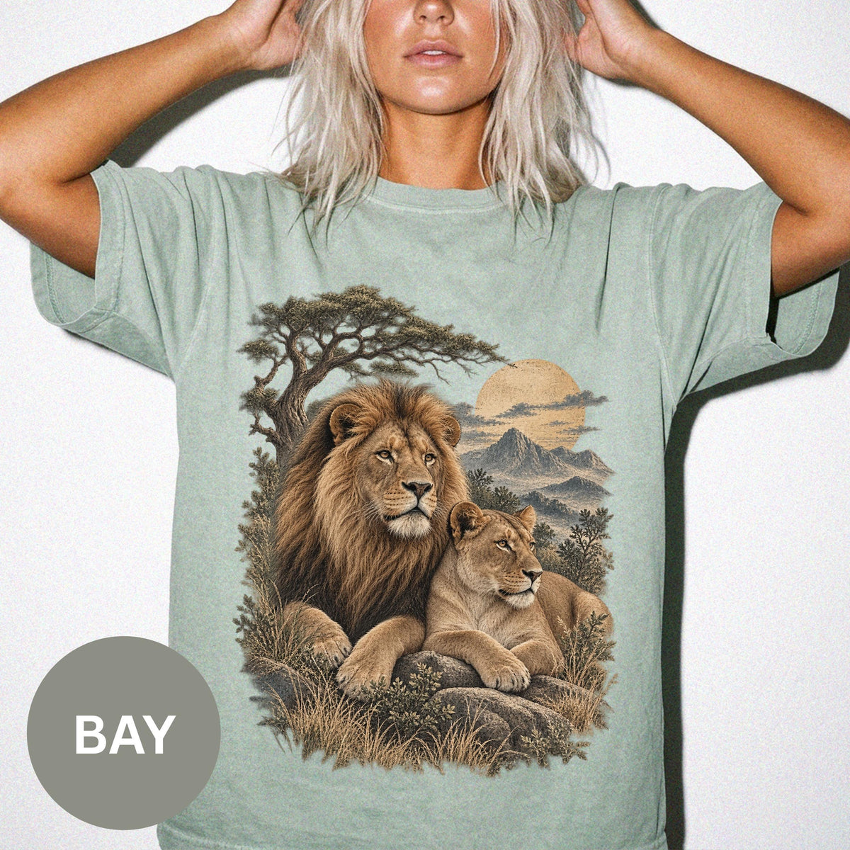 Lion Lioness Vintage Inspired Wildlife Comfort Colors Unisex T-shirt, Sweatshirt, Hoodie (3)