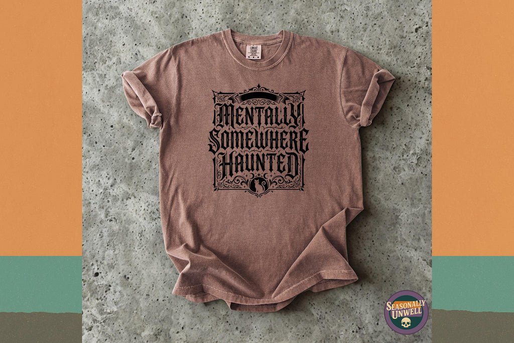Mentally Somewhere Haunted Black Cat Comfort Colors Unisex T-shirt, Sweatshirt, Hoodie (2)