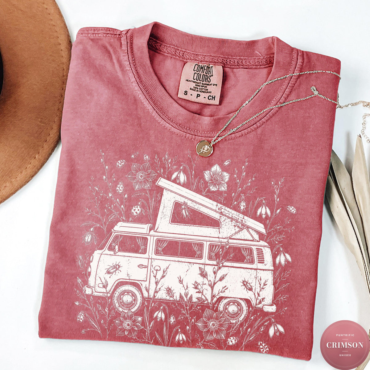 Comfort Colors Wildflower Camper Van Vintage Vanlife Retro Camping Boho Botanical Tee Granola Girl (4)