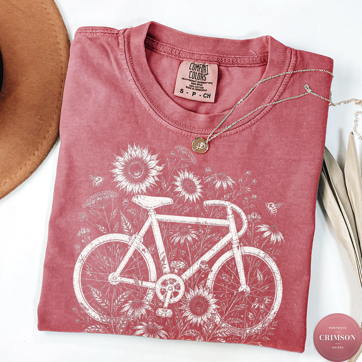 Comfort Colors Wildflower Bike Retro Bicycle Cottagecore Floral Boho Botanical Cycling Tee Plant Lover (4)