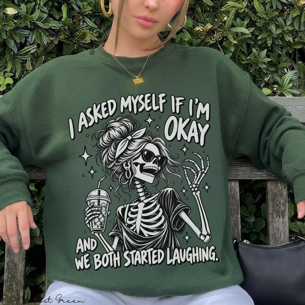 Asked Myself 39 Okay Skeleton Sarcastic Mental Health Vintage Distressed (4)
