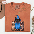 Halloween Ca Spooky Witch Ghost Mummy Tee Cat Mom Fall Vintage Retro Horror Cat Lover (1)
