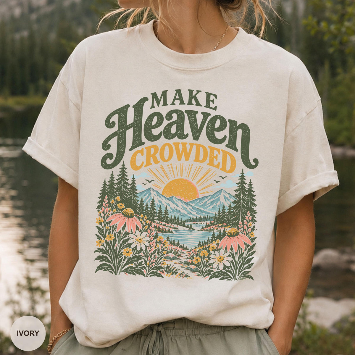 Make Heaven Crowded Vintage Christian Christian Clothes Womensclothing Bible Study Church Faith Based Christian Tee (3)
