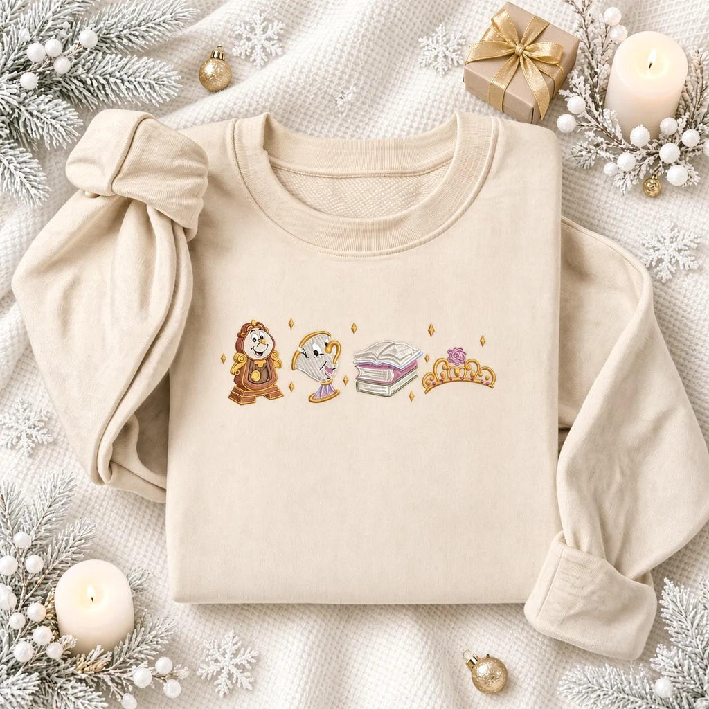 Beauty Beast Embroidered Lumiere Cogsworth Chip Fairytale (1)