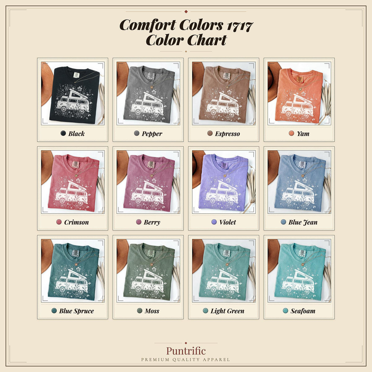 Comfort Colors Wildflower Camper Van Vintage Vanlife Retro Camping Boho Botanical Tee Granola Girl (3)