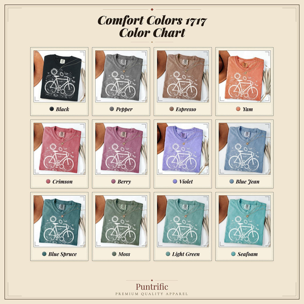 Comfort Colors Wildflower Bike Retro Bicycle Cottagecore Floral Boho Botanical Cycling Tee Plant Lover (3)