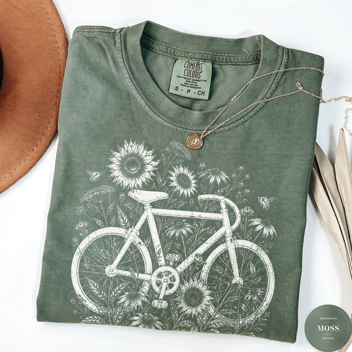 Comfort Colors Wildflower Bike Retro Bicycle Cottagecore Floral Boho Botanical Cycling Tee Plant Lover (1)