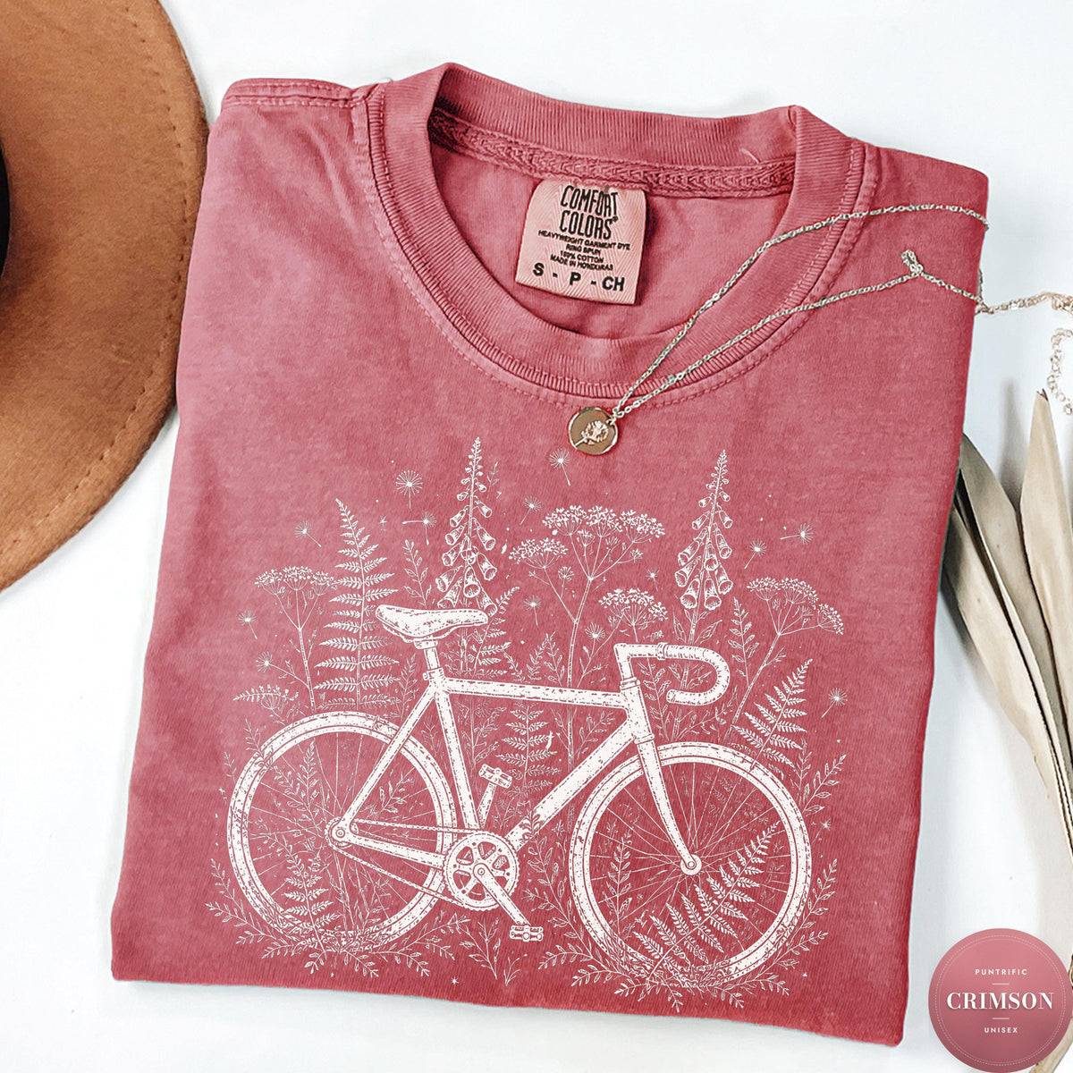 Comfort Colors Wildflower Bicycle Vintage Botanical Bike Cottagecore Cyclist Boho Nature Lover Retro Tee (4)