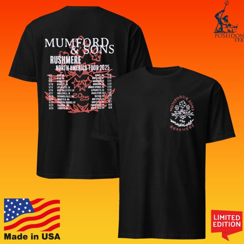 Mumford And Sons Black North America Tour Print T-shirt