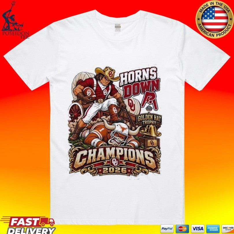 Horns Down Sooners Golden Hat Trophy Champions 2026 Shirt