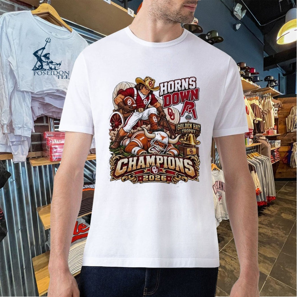 Horns Down Sooners Golden Hat Trophy Champions 2026 Shirt