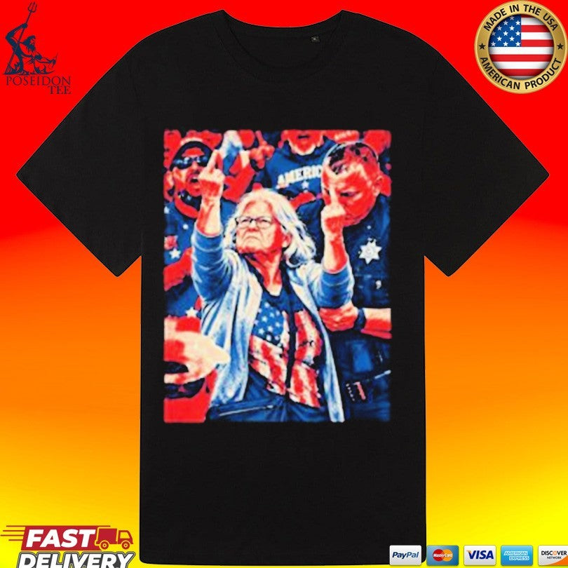 Woman Middle Fingers Trump’s Syracuse Rally Shirt