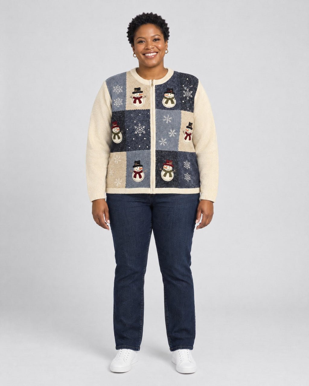 Patchwork Frosty- Large Christmas Sweater