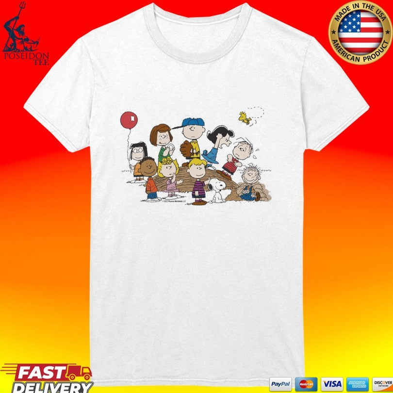 Peanuts Gang Baseball Mound Adult T-shirt