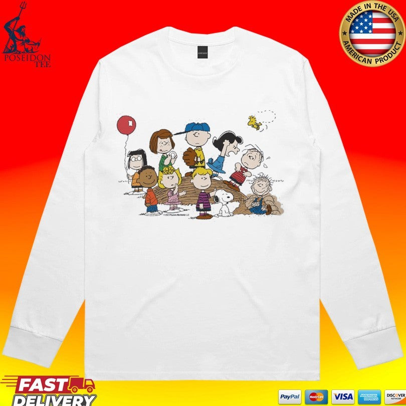 Peanuts Gang Baseball Mound Adult T-shirt
