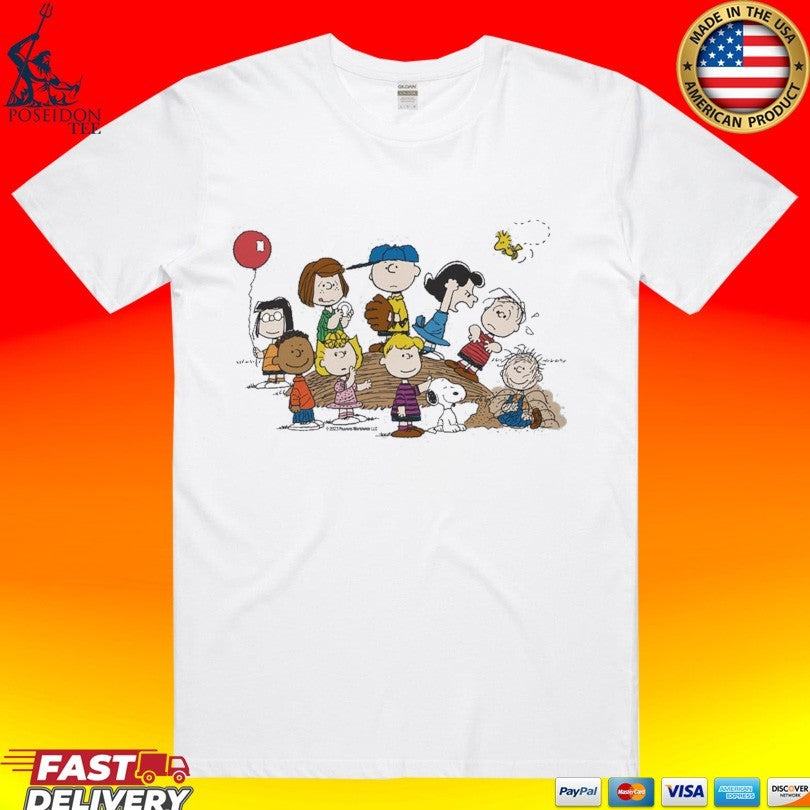 Peanuts Gang Baseball Mound Adult T-shirt