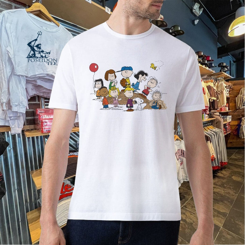 Peanuts Gang Baseball Mound Adult T-shirt