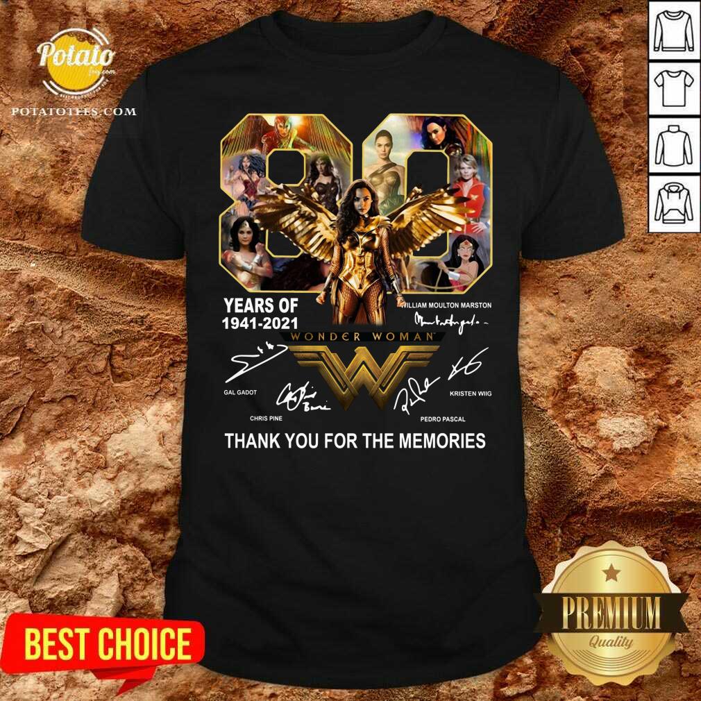 Perfect 80 Years Of Wonder Woman Thank You For The Memories Shirt