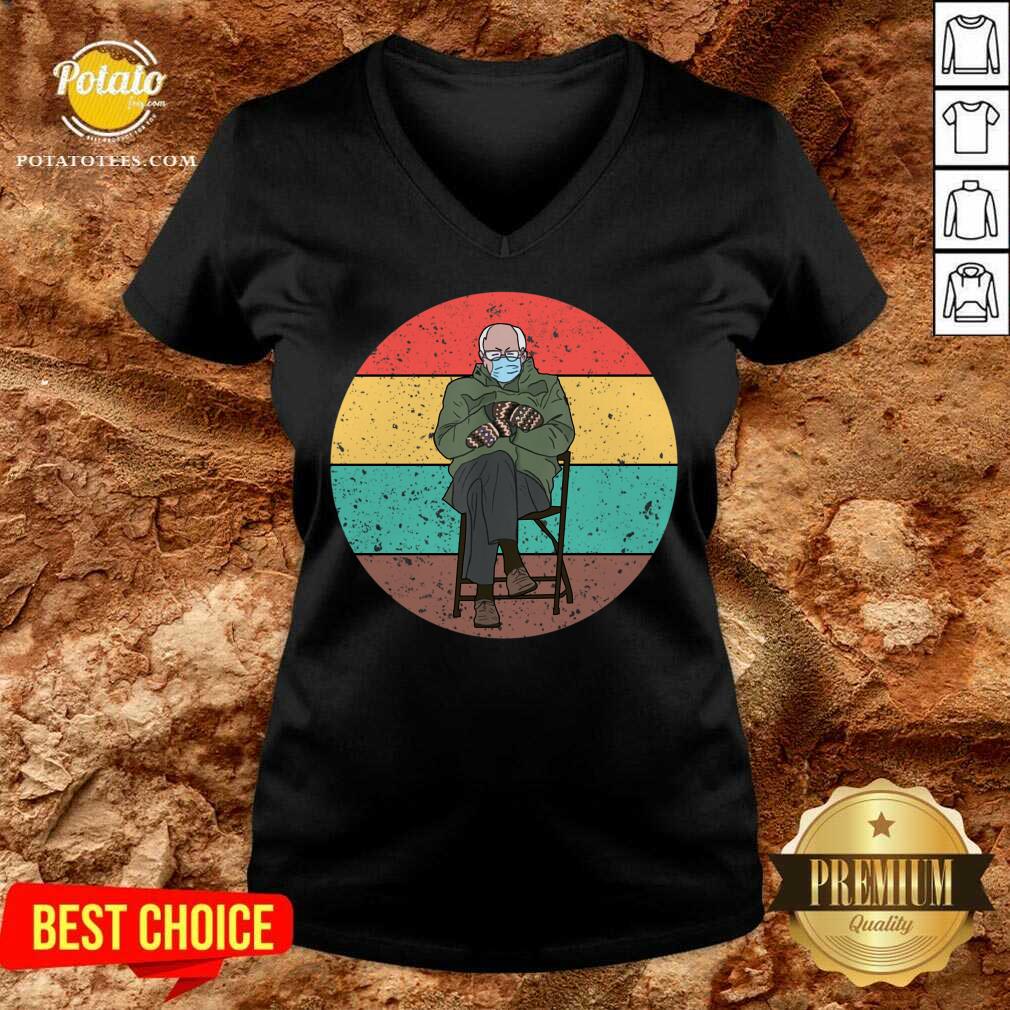 Perfect Bernie Sanders Mittens Meme Sitting Wearing Mask Vintage Essential Shirt