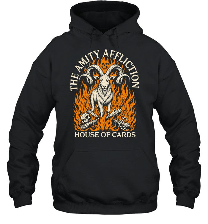 The Amity Affliction House of Cards Goat Flaming Skull Shirt