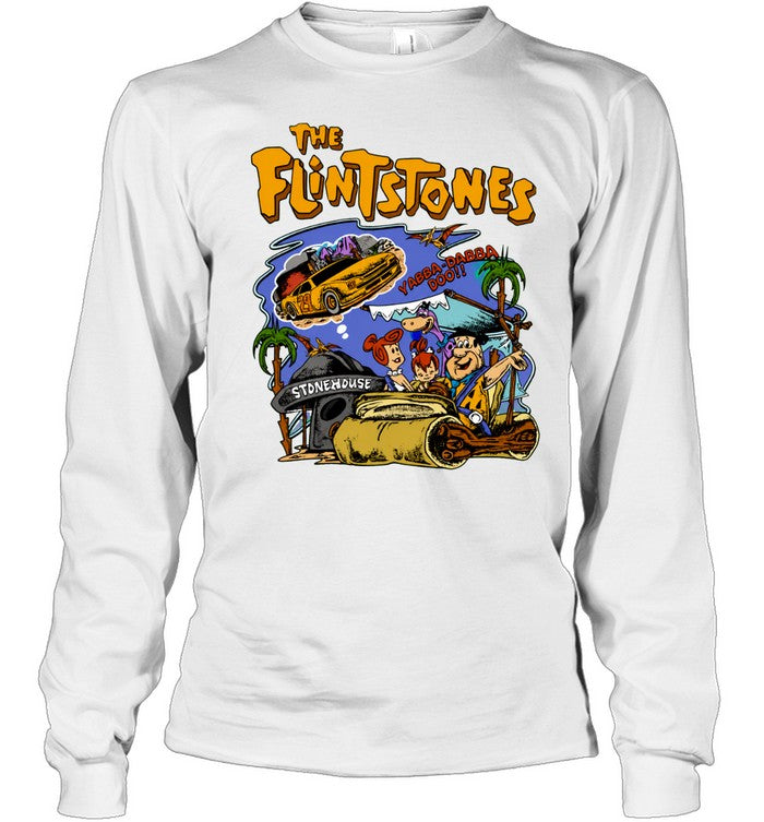 The Flintstones Cartoon Characters Driving Car Yabba Dabba Doo Stonehouse Shirt