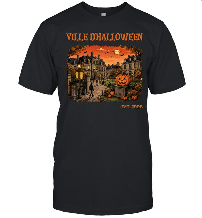 Ville D’Halloween Vintage Haunted Town Pumpkin Shirt