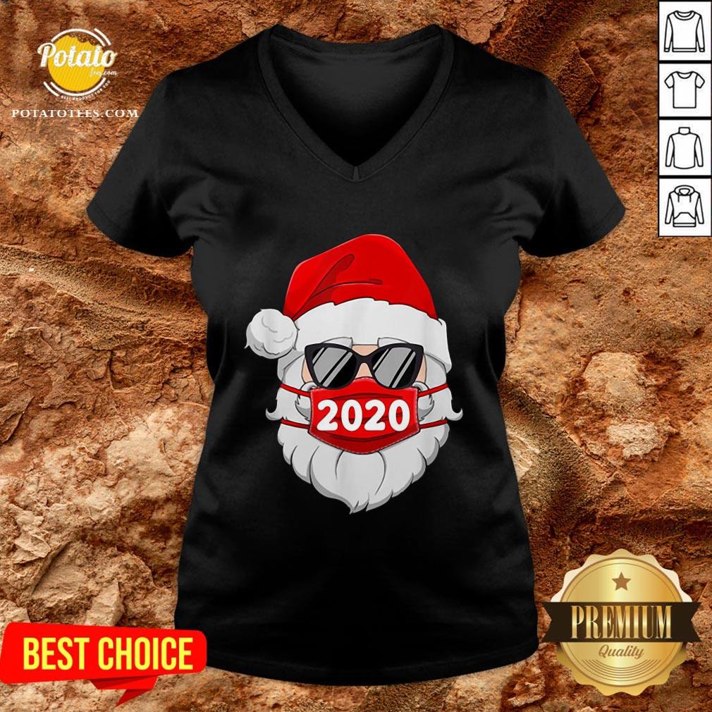 Pretty Santa With Face Mask Christmas Shirt