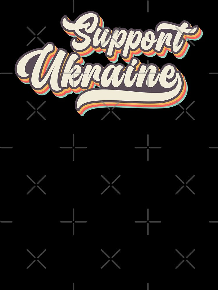 Support Ukraine Old Brown Red Typography Phrase by Vasabi88
