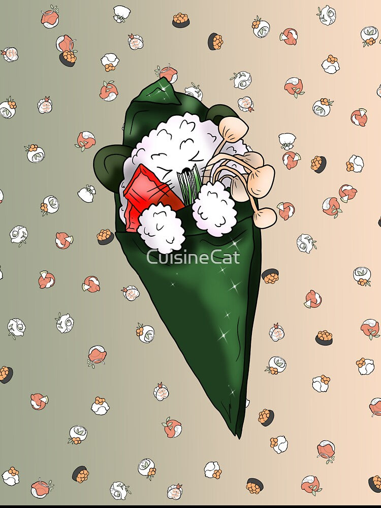 sleepy cartoon sushi temaki by CuisineCat