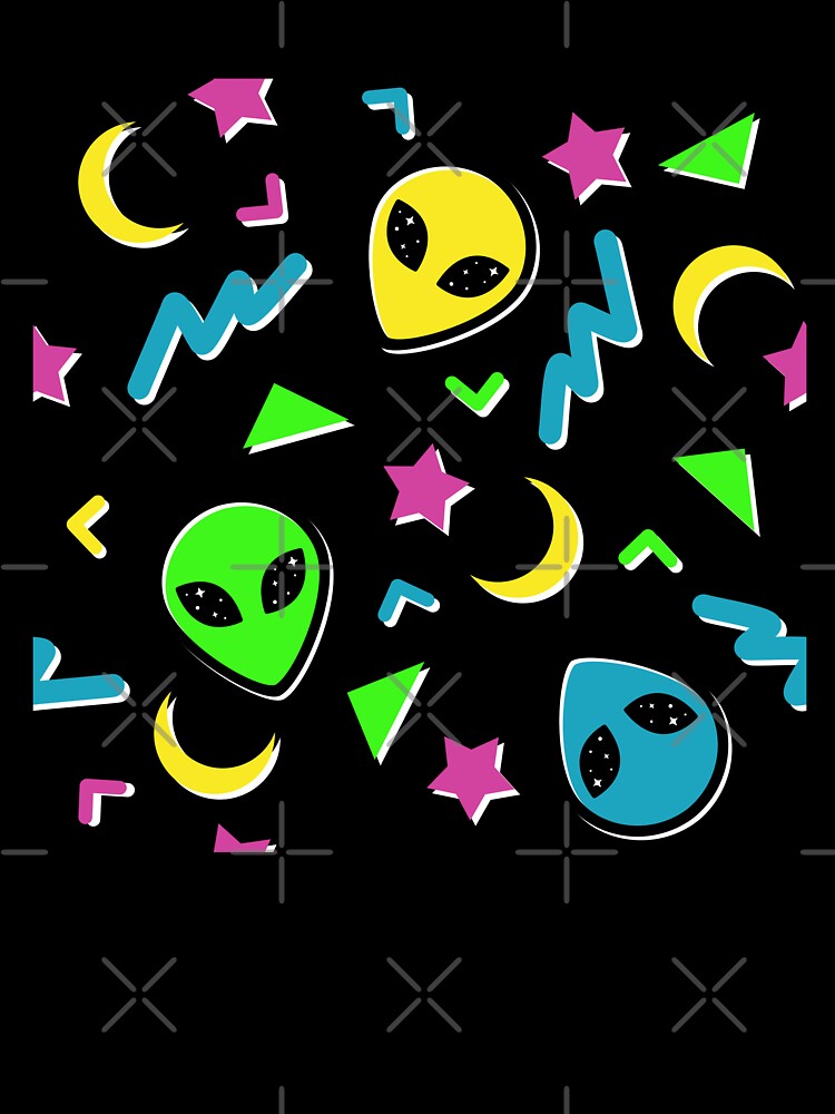 90s Geometric Alien - Black and Neon by 90sAlien