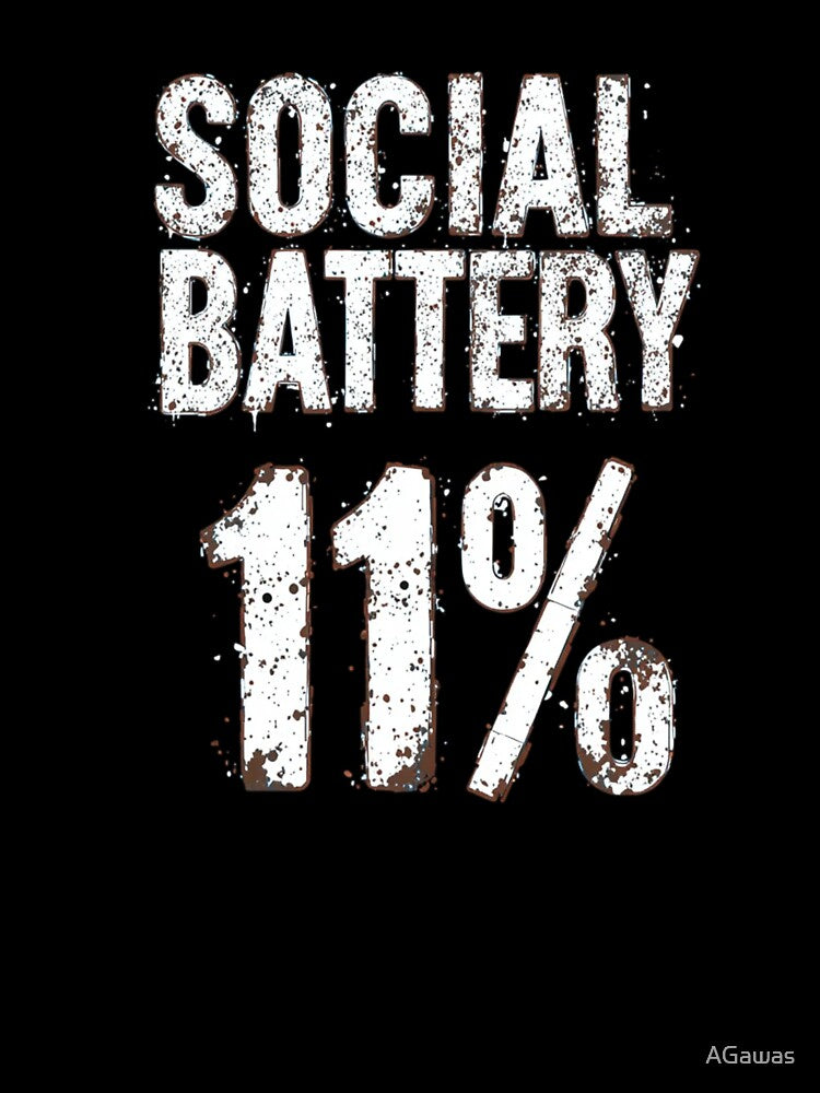 Funny Social Battery 1% Introvert Humor Design by AGawas