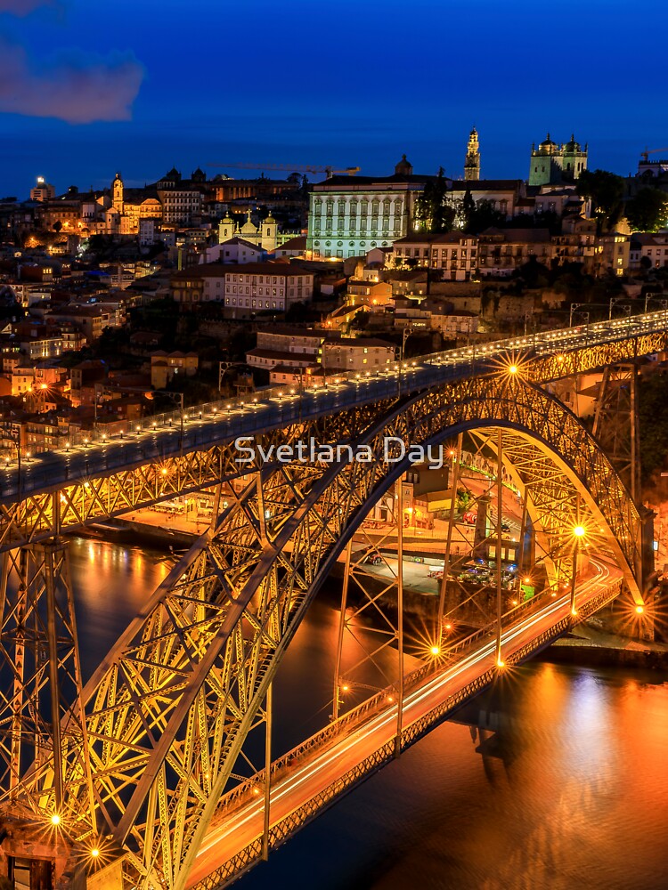 Sunset over the Douro River with Porto, Portugal Original Fine Art Photo Print by SvetlanaSF